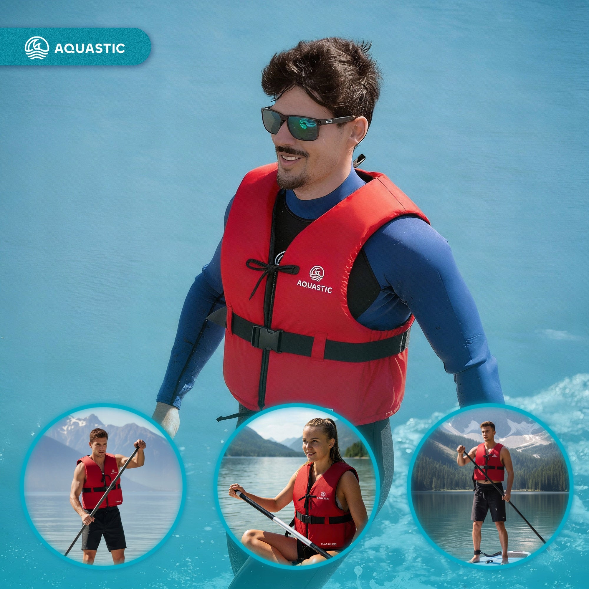 Safety vest AQUASTIC Classic 50N L for SUP KAYAK FOR WATER LIFE VEST Size L
