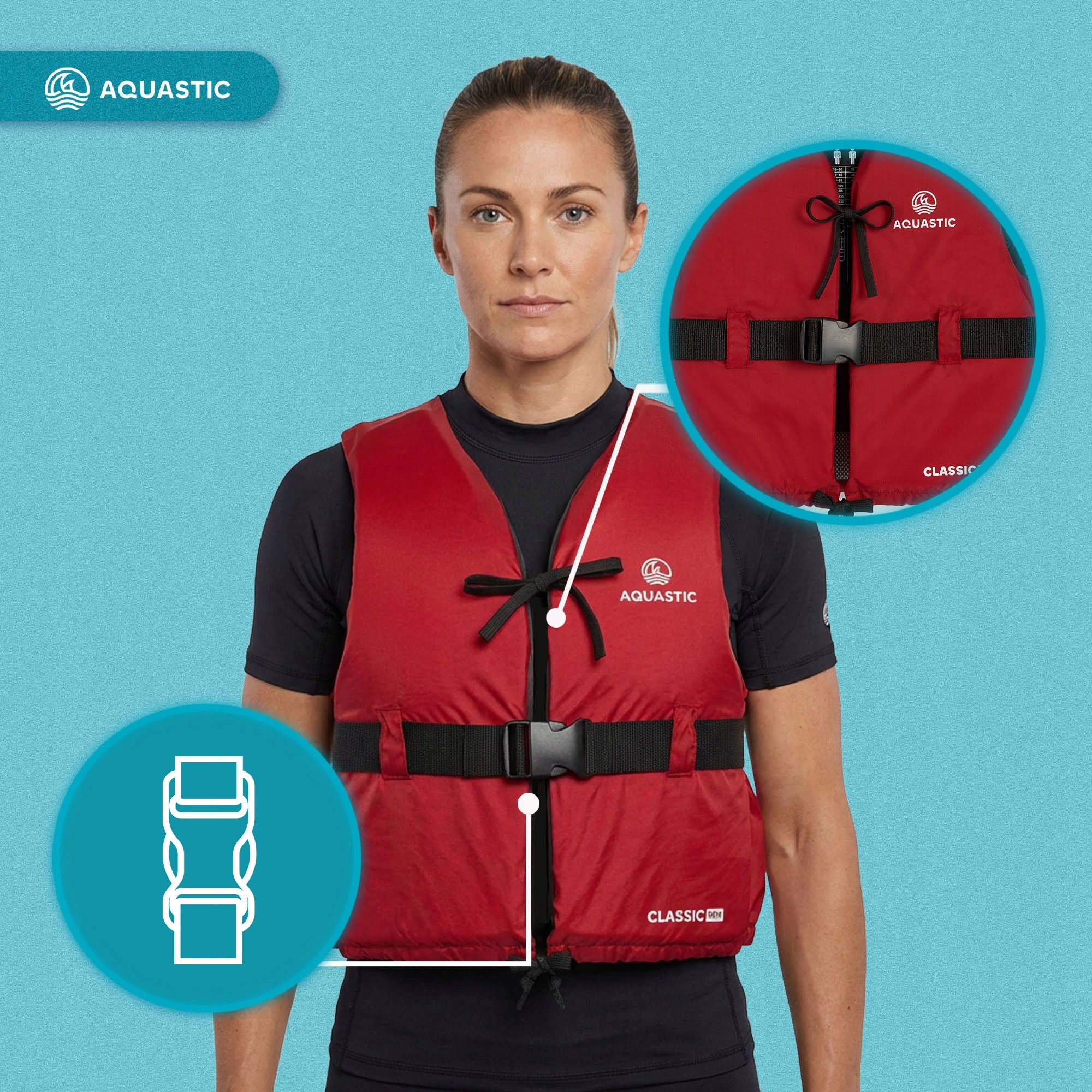 Safety vest AQUASTIC Classic 50N L for SUP KAYAK FOR WATER LIFE VEST Type lifeguard