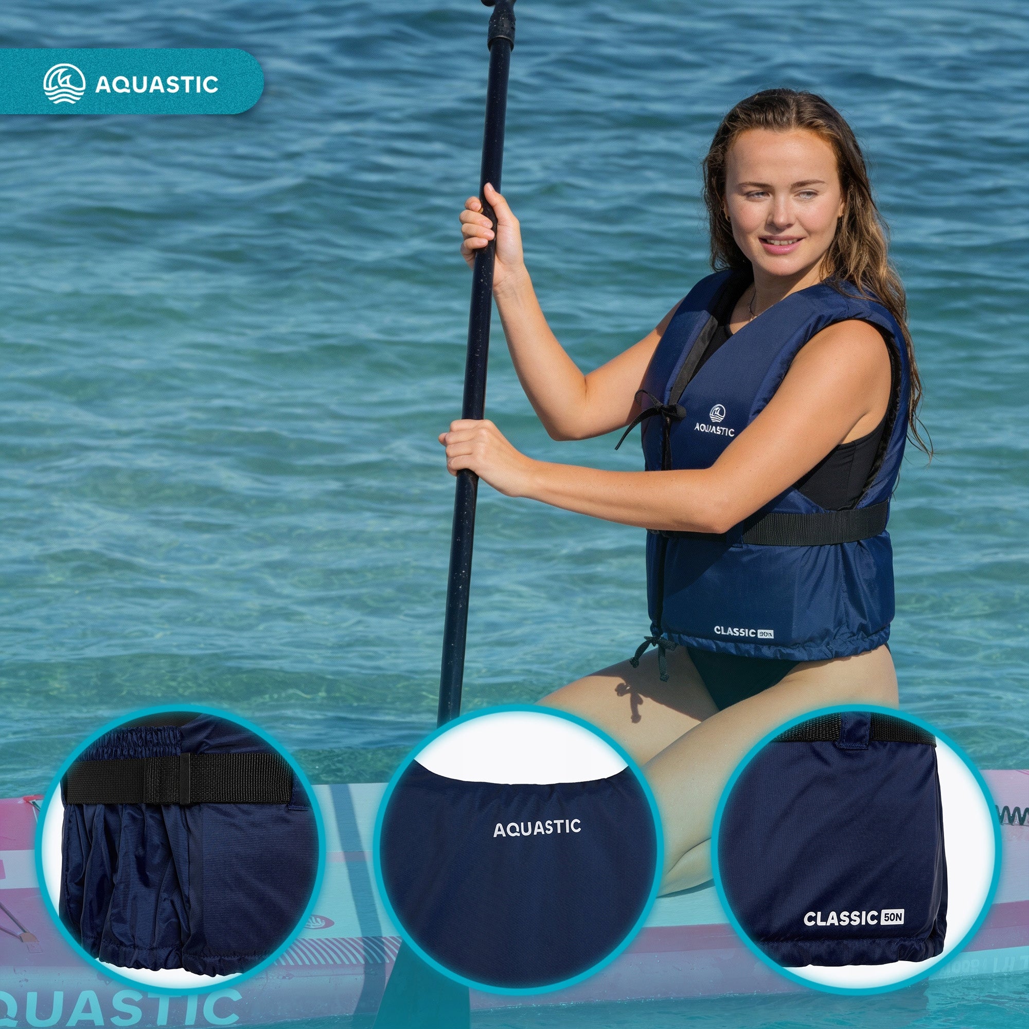Safety vest AQUASTIC Classic 50N S for SUP KAYAK FOR WATER LIFE VEST Model Classic 50N