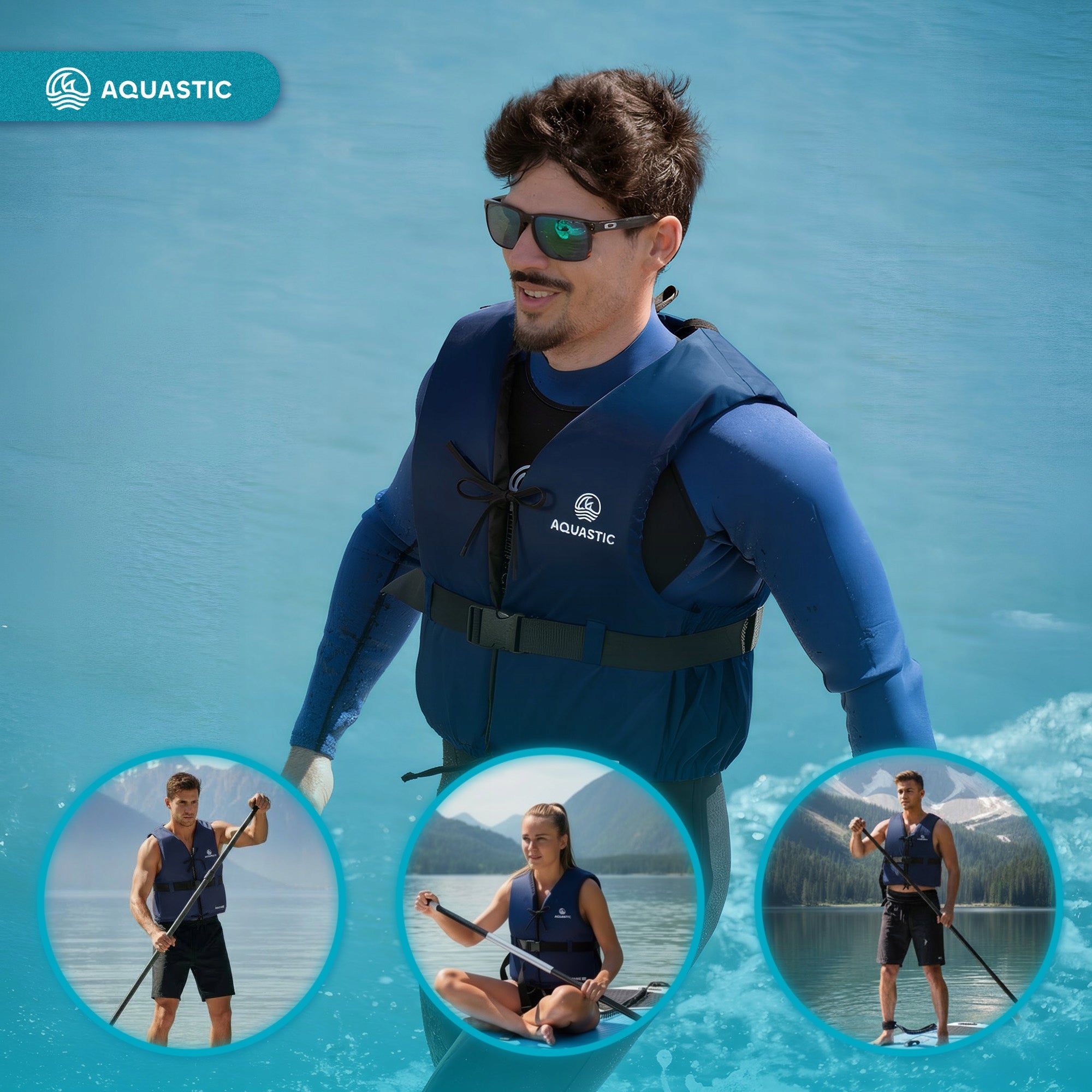 Safety vest AQUASTIC Classic 50N S for SUP KAYAK FOR WATER LIFE VEST Size S