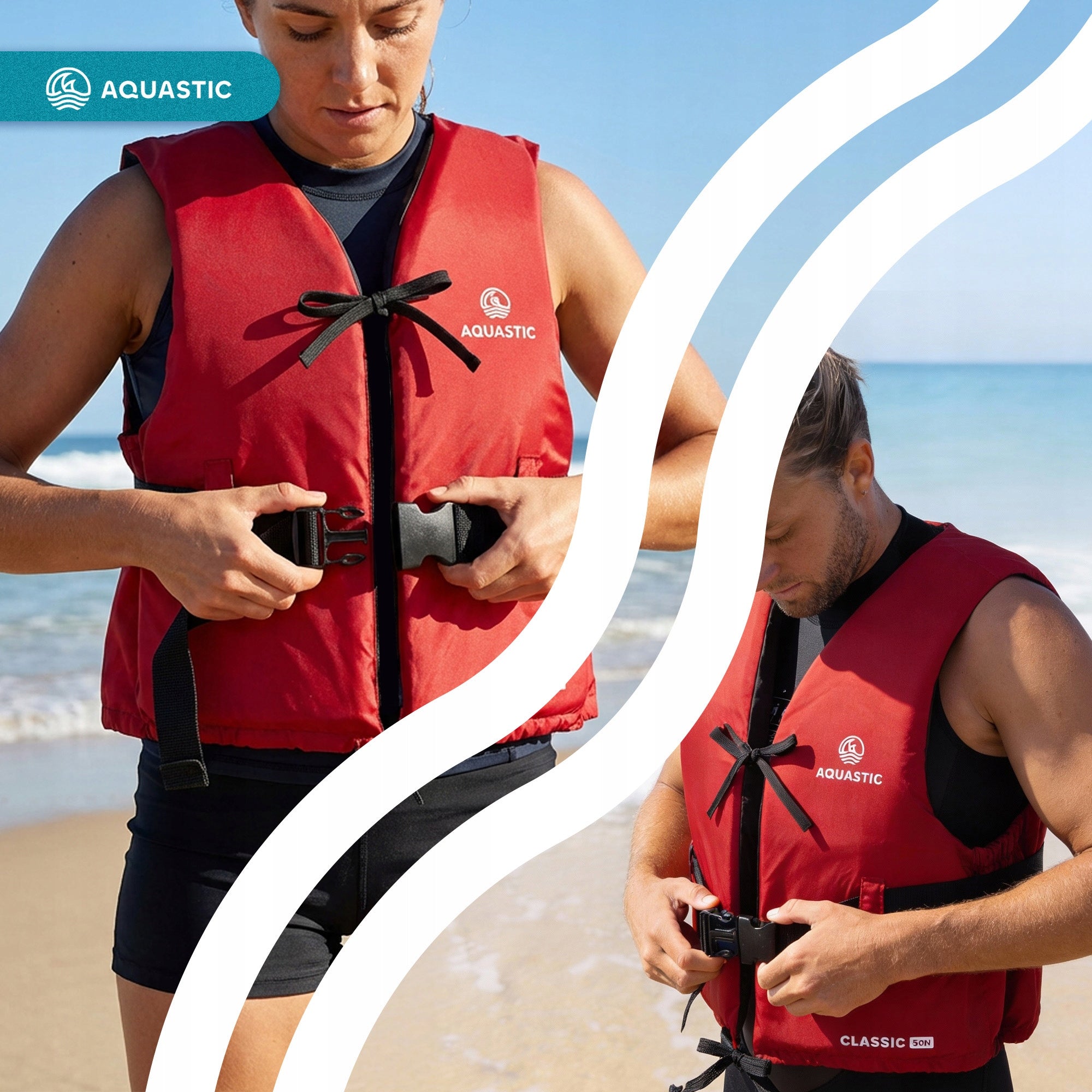 Safety vest AQUASTIC Classic 50N XS for SUP KAYAK FOR WATER LIFE VEST Gender unisex product