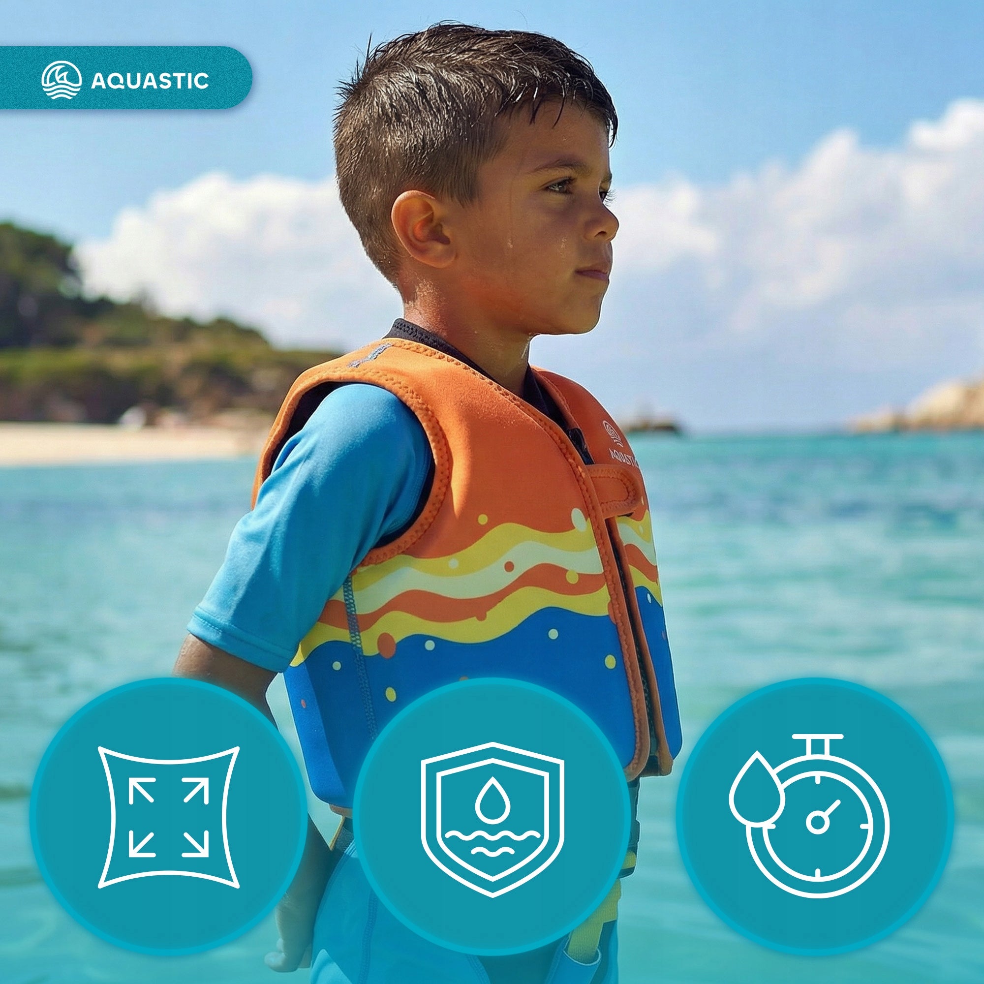 Safety vest AQUASTIC Junior orange/blue S For swimming