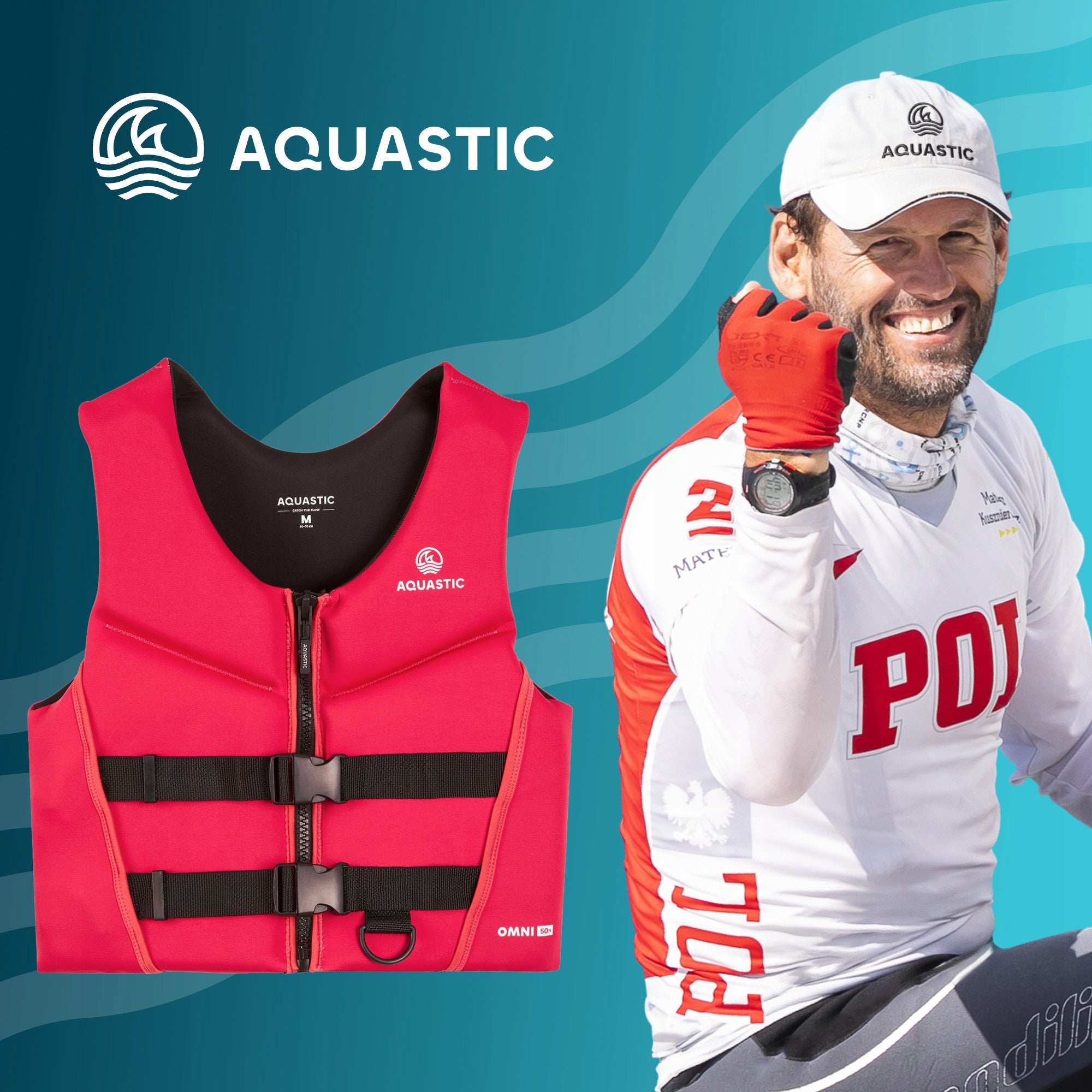 Safety vest AQUASTIC Omni 50N neoprene pink S Manufacturer code AQS-B5I087-PK