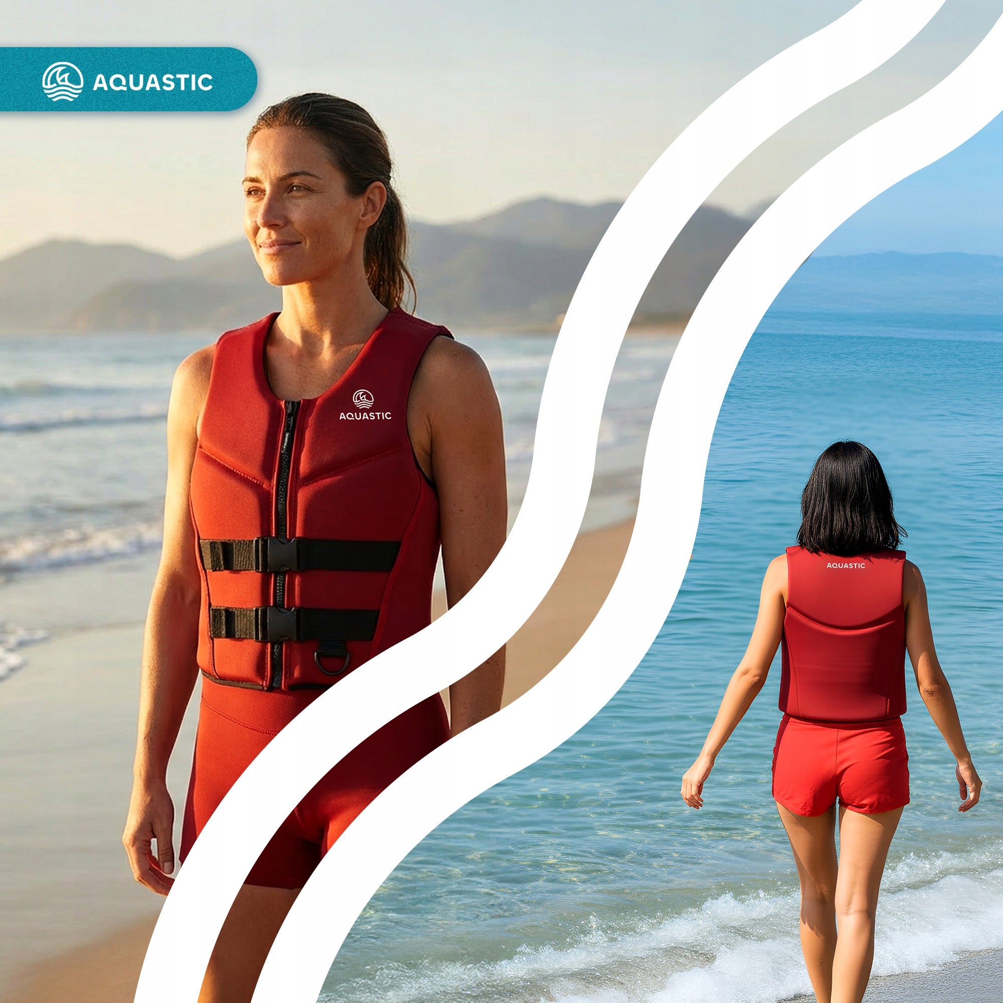 Safety vest AQUASTIC Omni 50N neoprene red XL Body weight range 90 kg