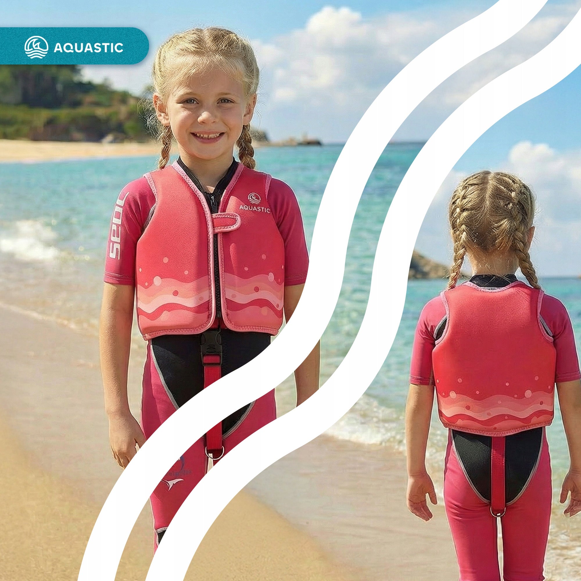 Safety vest LIFE VEST for CHILDREN AQUASTIC Junior for KAYAK SUP M Body weight range 20 kg