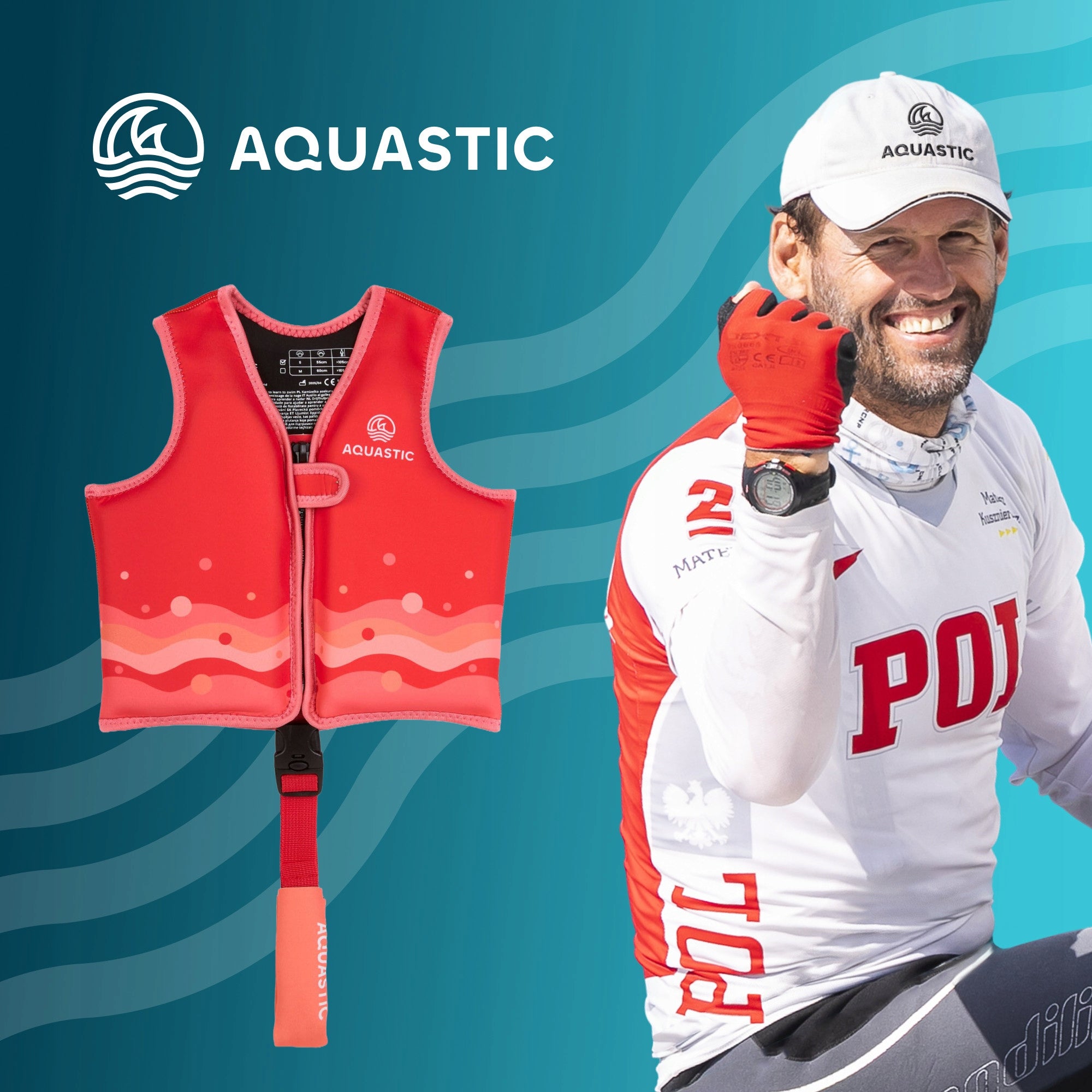 Safety vest LIFE VEST for CHILDREN AQUASTIC Junior for KAYAK SUP M Manufacturer code AQS-B5I161-PK