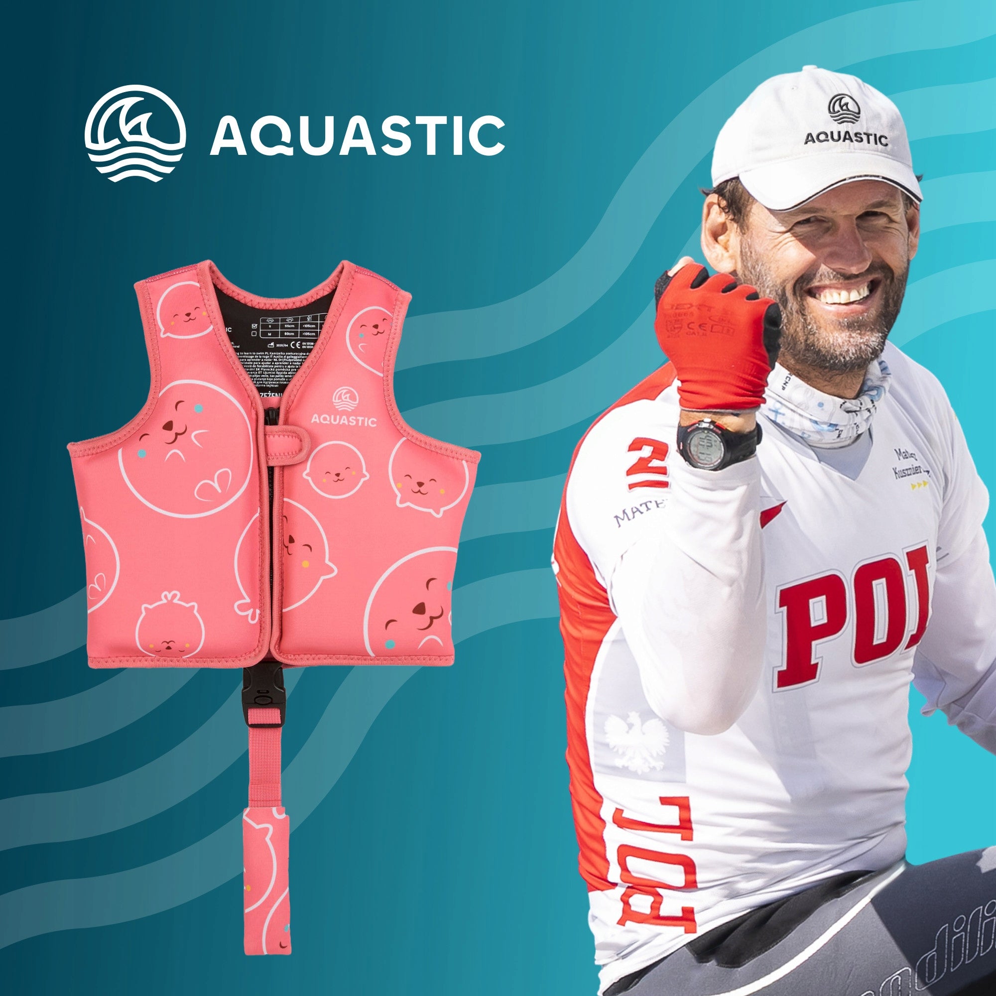 Safety vest LIFE VEST for CHILDREN AQUASTIC Junior for KAYAK SUP S Packaging status original