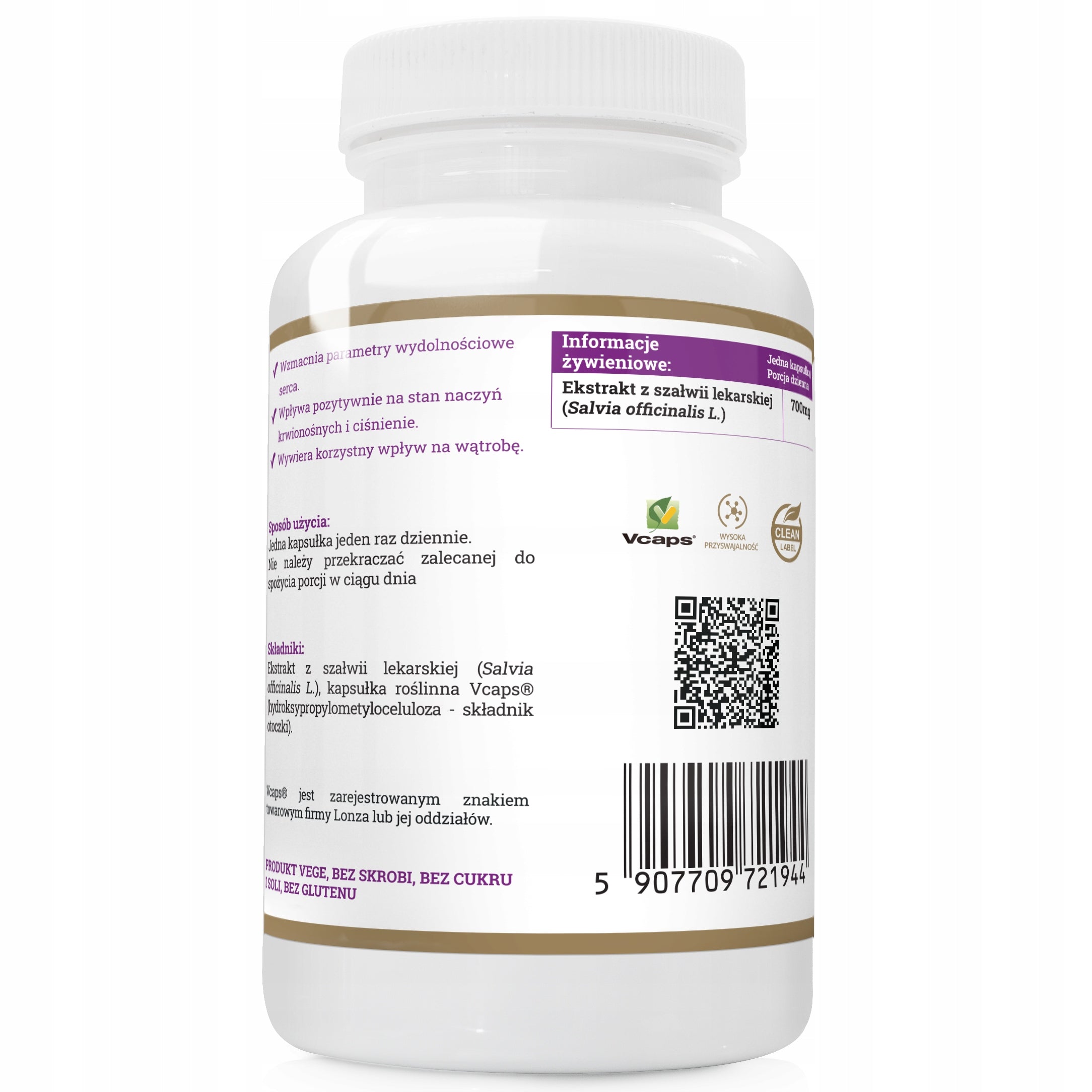 Sage Medical Extract 700mg DIGESTION CALM BALANCE STRESS 90 kaps Brand Progress Labs