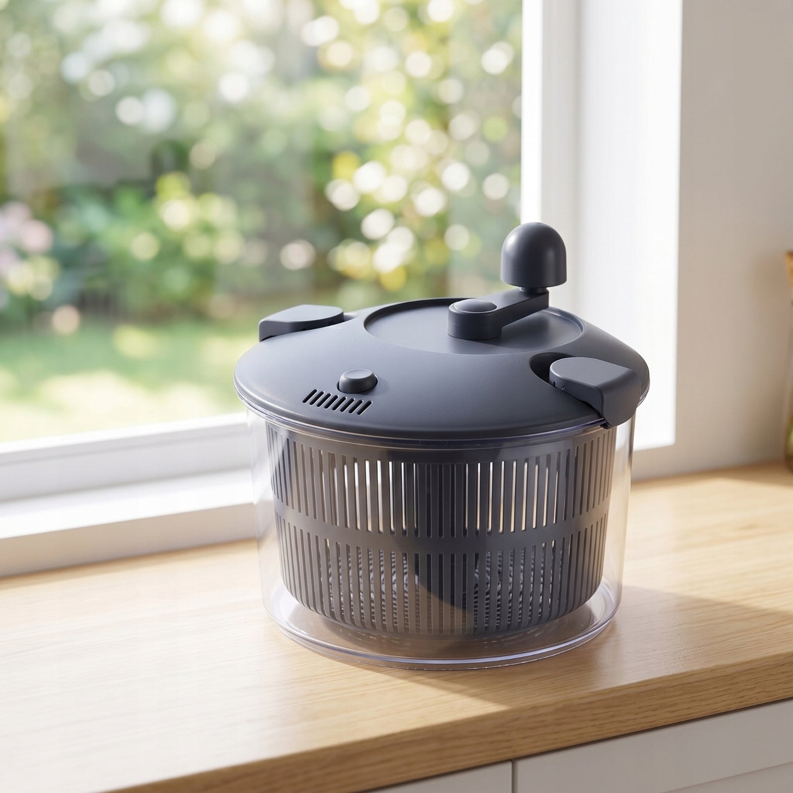 Salad Centrifuge with Colander Basket Hand-Operated Centrifuge with Brake Brand no brand
