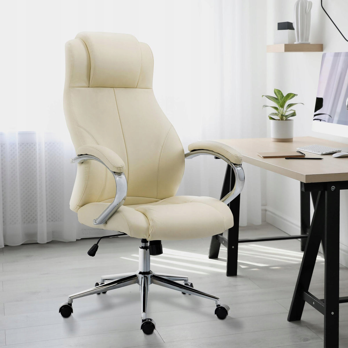 Salford Genuine Leather Office Chair, Cream Brand CLP