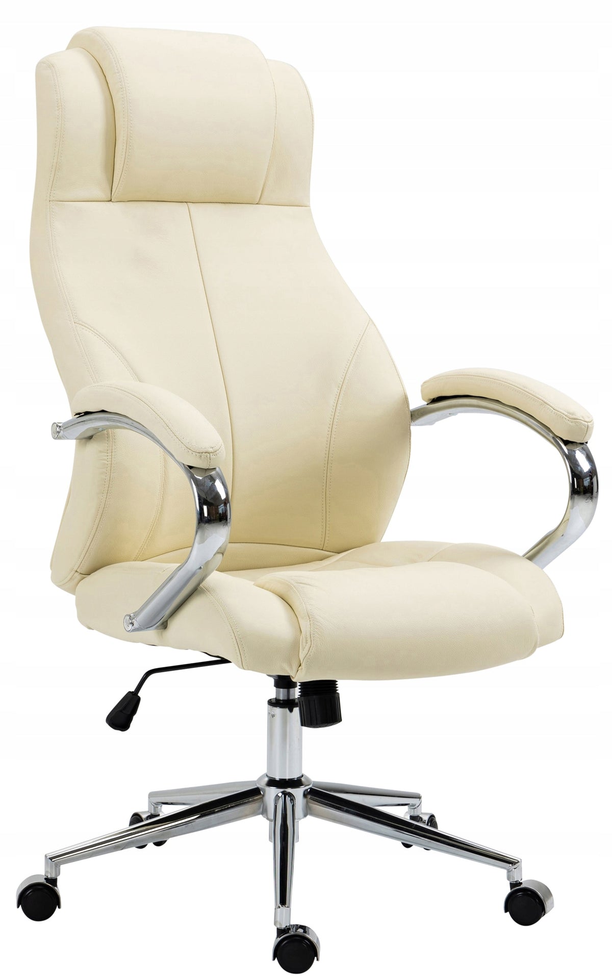 Salford Genuine Leather Office Chair, Cream