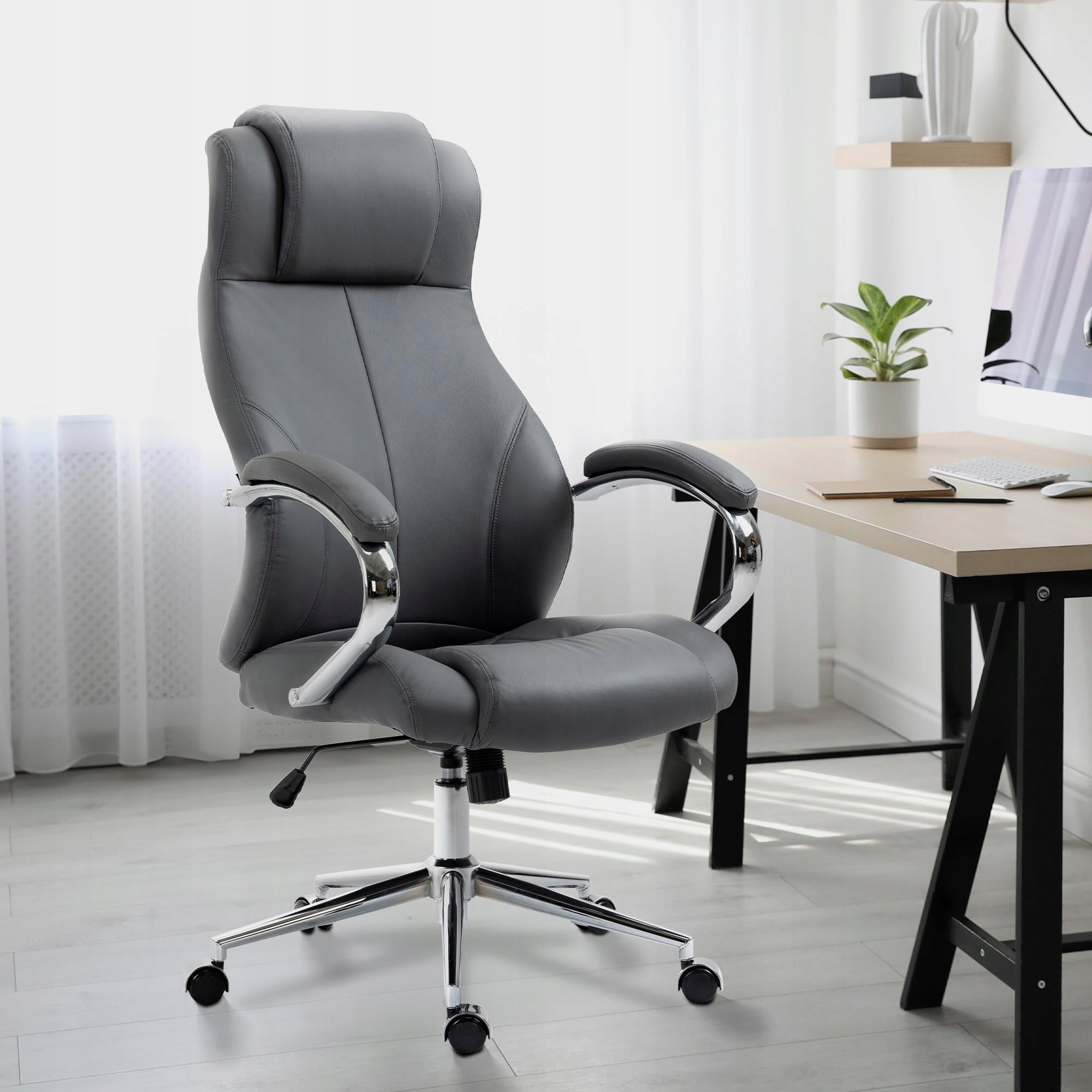 Salford Genuine Leather Office Chair, Grey Brand CLP