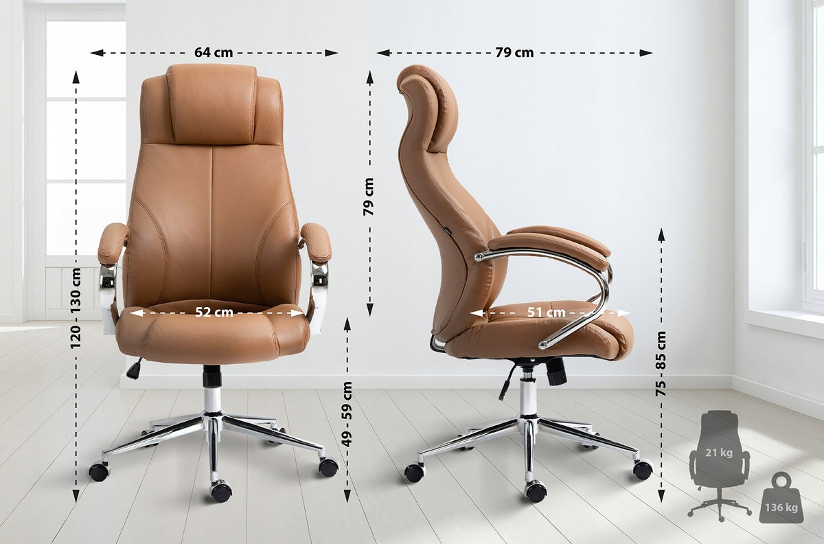 Salford Genuine Leather Office Chair, Light Brown Packaging status original