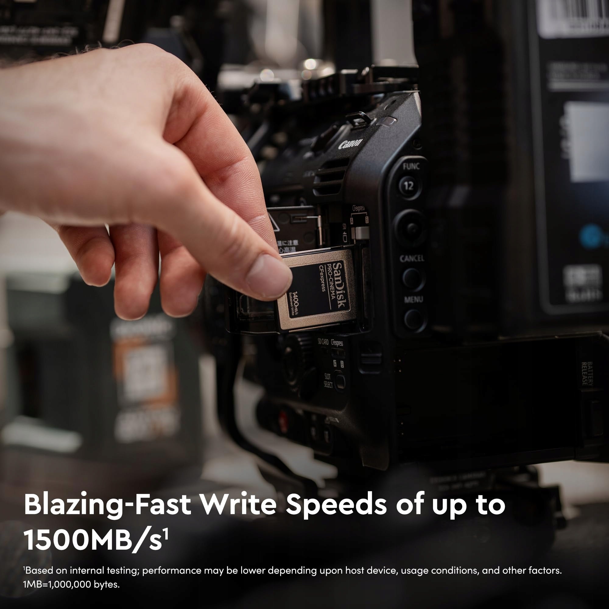 SanDisk 640GB PRO-CINEMA Cfexpress Type B, up to 1500 MB/s write, up to 170 Manufacturer SanDisk