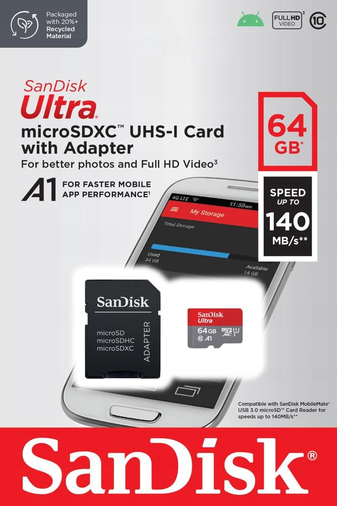 SanDisk SDSQUAB-064G-GN6IA memory card fast 140MB/s 64GB micro SDXC SD Manufacturer SanDisk