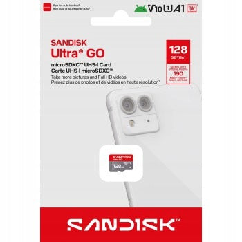 SanDisk ULTRA GO microSDHC 128GB, 190MB/s Read, Class 10, U1, V10, A1, UHS-I Manufacturer SanDisk