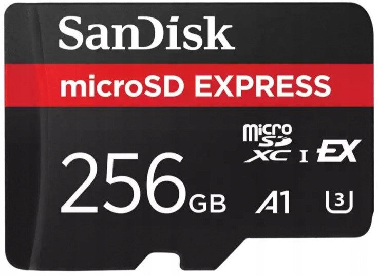 SanDisk microSDXC Express 256GB V30, U3, UHS-I, Cl.10, R650MB/s, W210MB/s