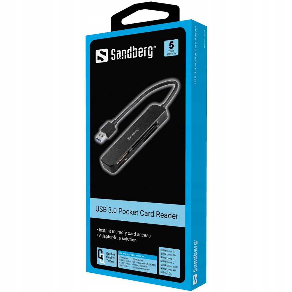 Sandberg USB 3.0 Pocket Card Reader, 134-32 Manufacturer Sandberg
