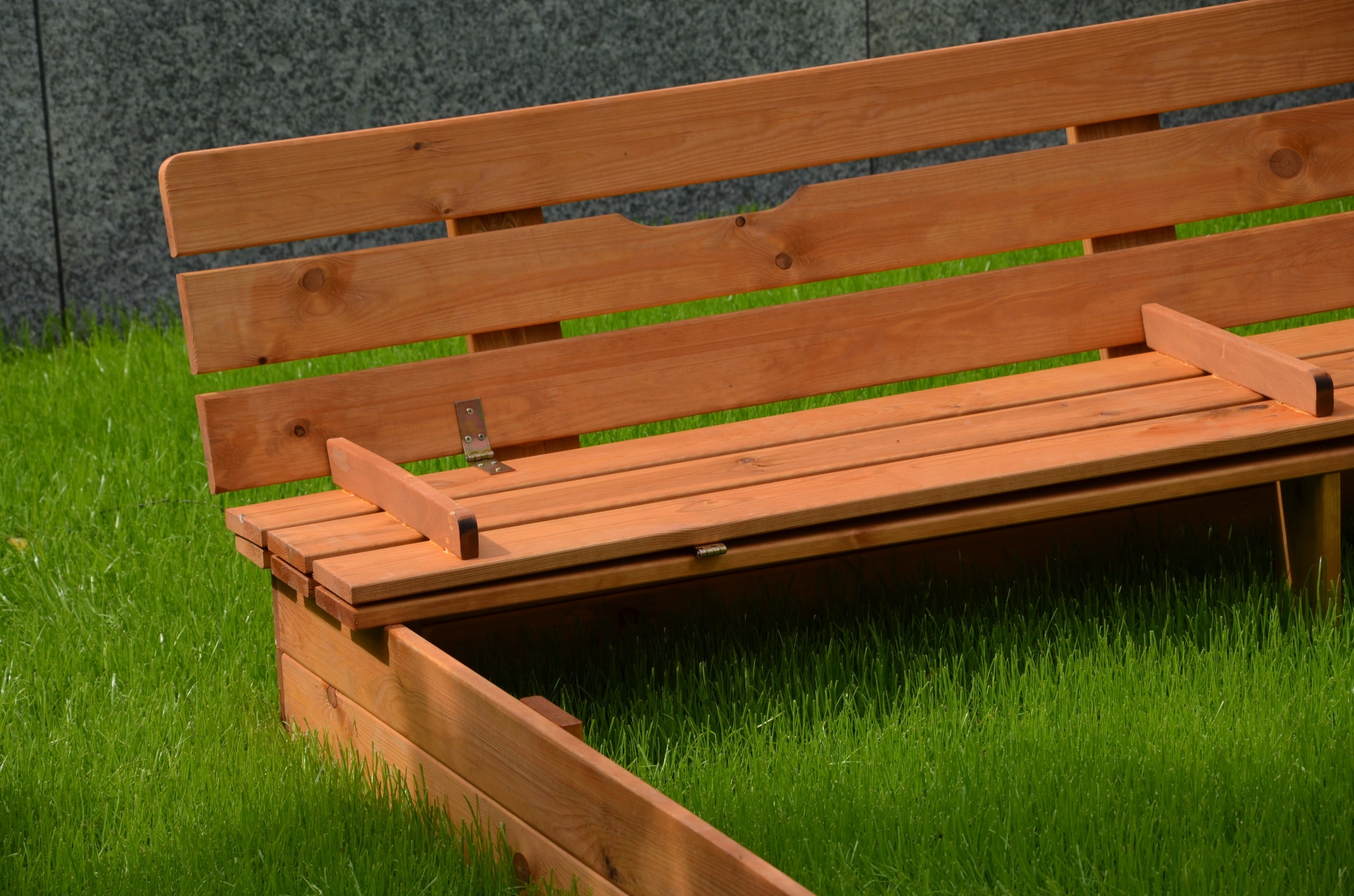 Sandbox 180 x 180 cm with Benches closed Wooden Kid's age 3+ years