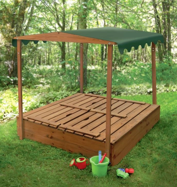 Sandbox 180x180 with Fixed Canopy Wooden Benches Manufacturer code 180D
