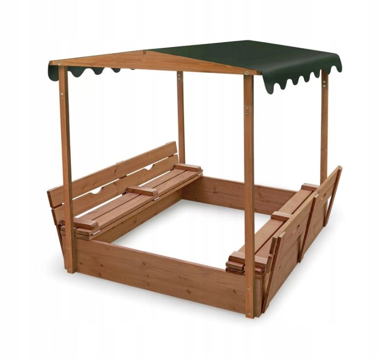 Sandbox 180x180 with Fixed Canopy Wooden Benches Packaging status original