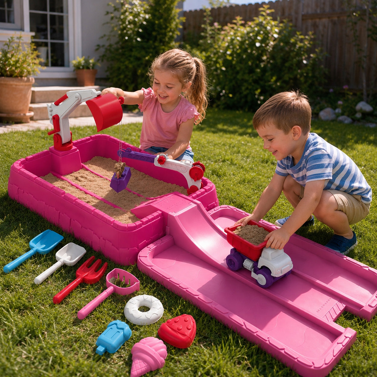 Sandbox Beach Table Water Table Excavator Auto Molds Spatula Grabki Packaging status original