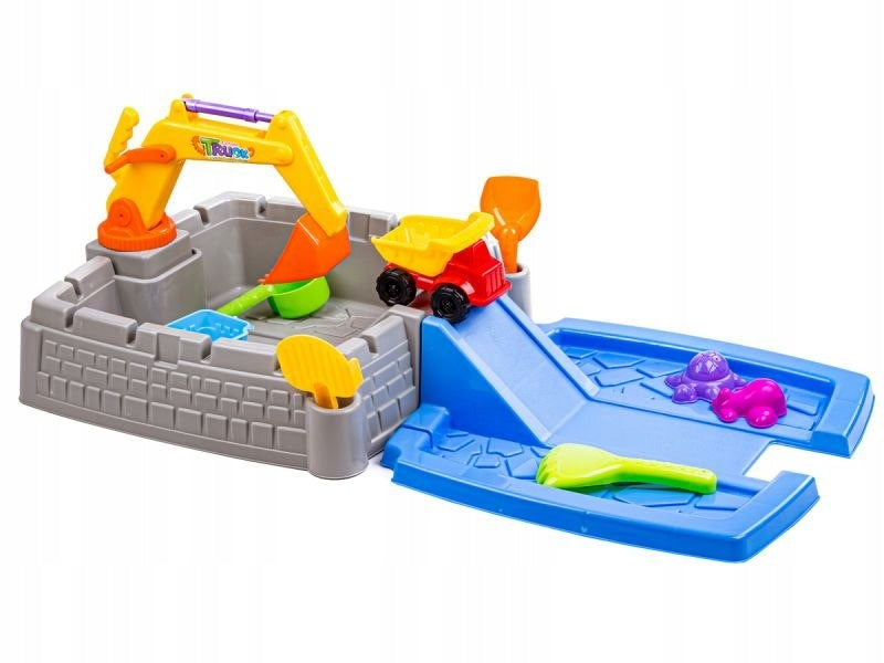 Sandbox Castle + Accessories, Excavator, Pool, Slide Kind plastic