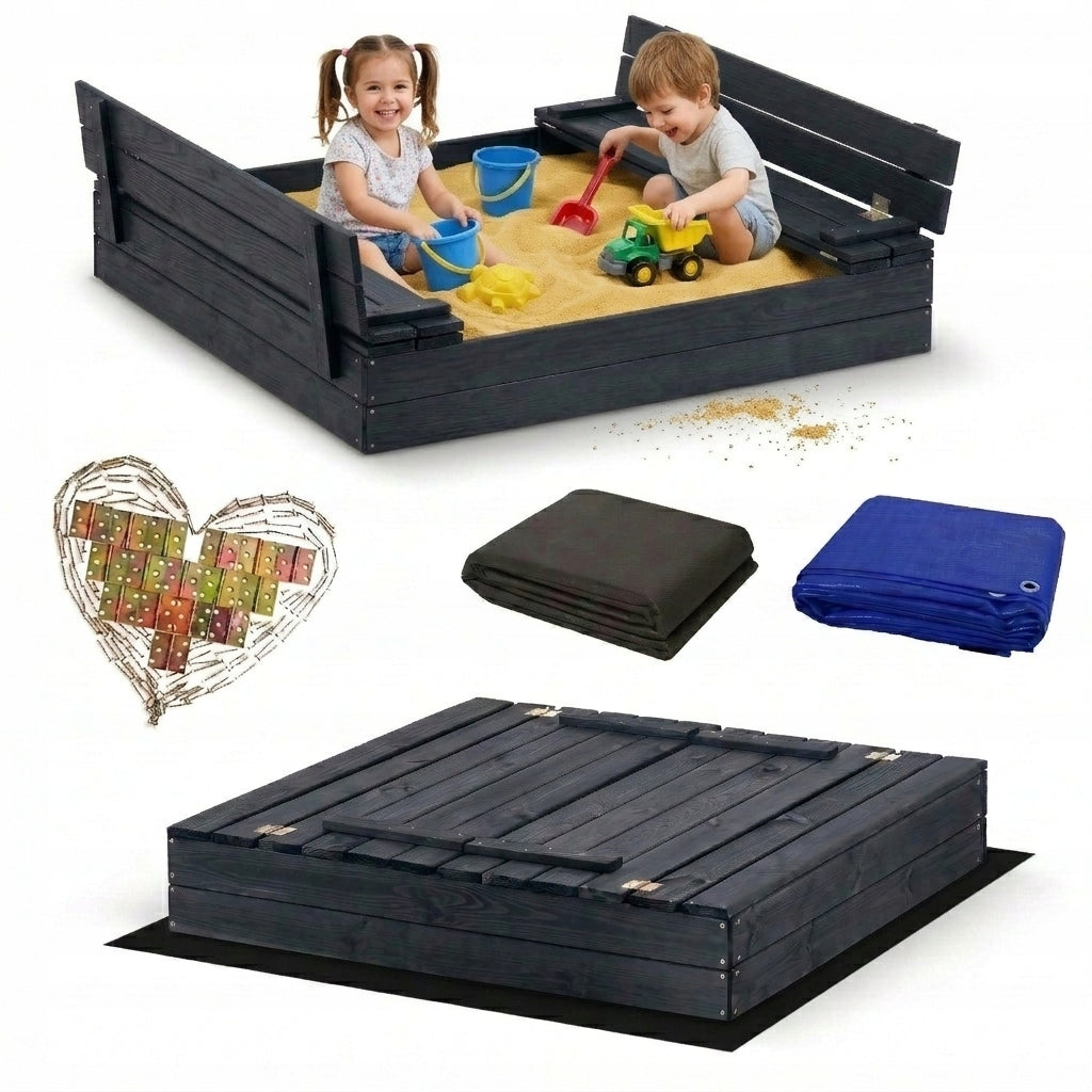 Sandbox Impregnated 120x120 Anthracite Wooden Lockable Anthracite