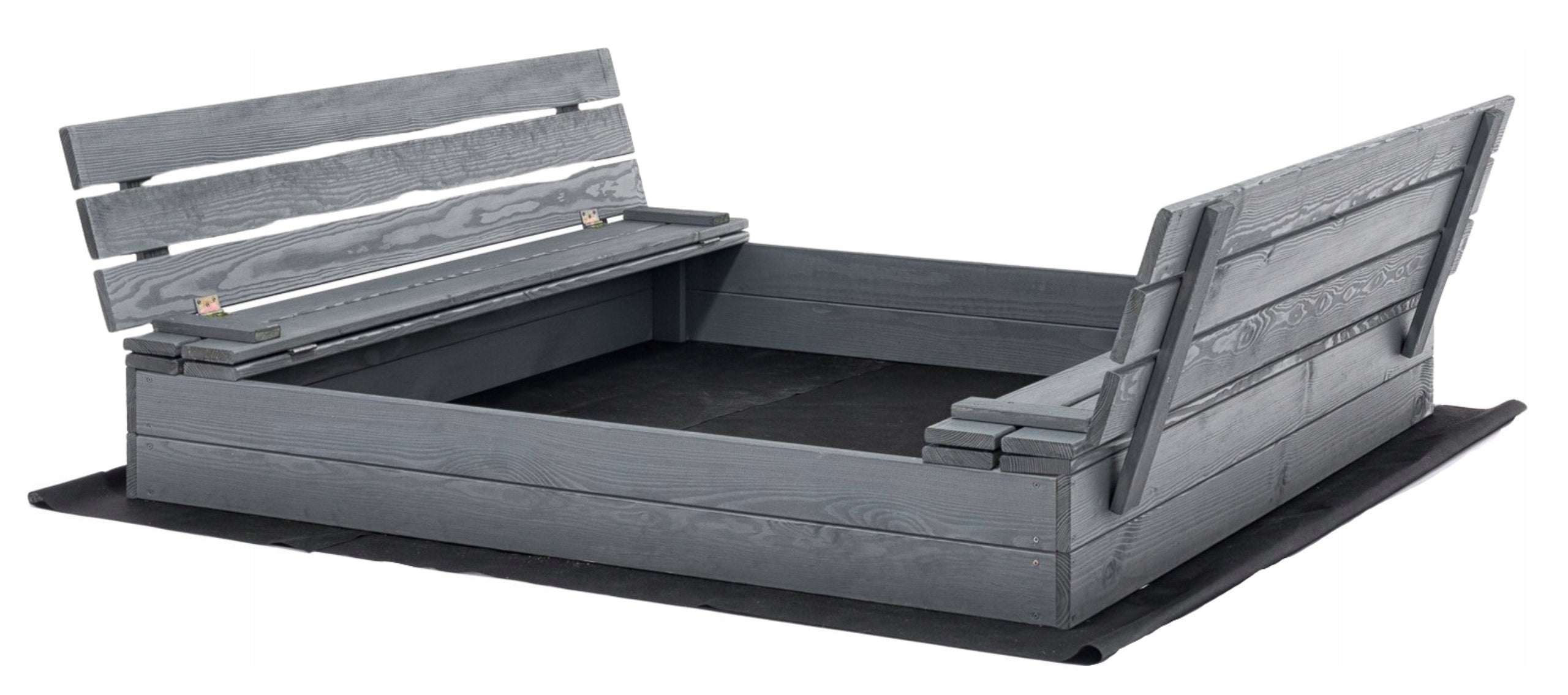 Sandbox Lockable Wooden with Benches Impregnated 140x140cm GREY Kind wooden