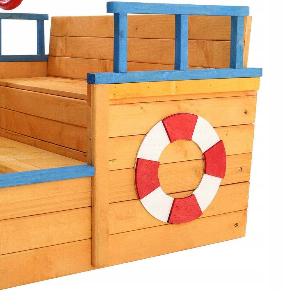 Sandbox Pirate Ship Wooden Pirate Boat with Bench Fun for Kids Kind wooden