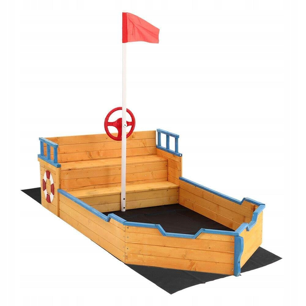 Sandbox Pirate Ship Wooden Pirate Boat with Bench Fun for Kids Manufacturer code HOP1001175