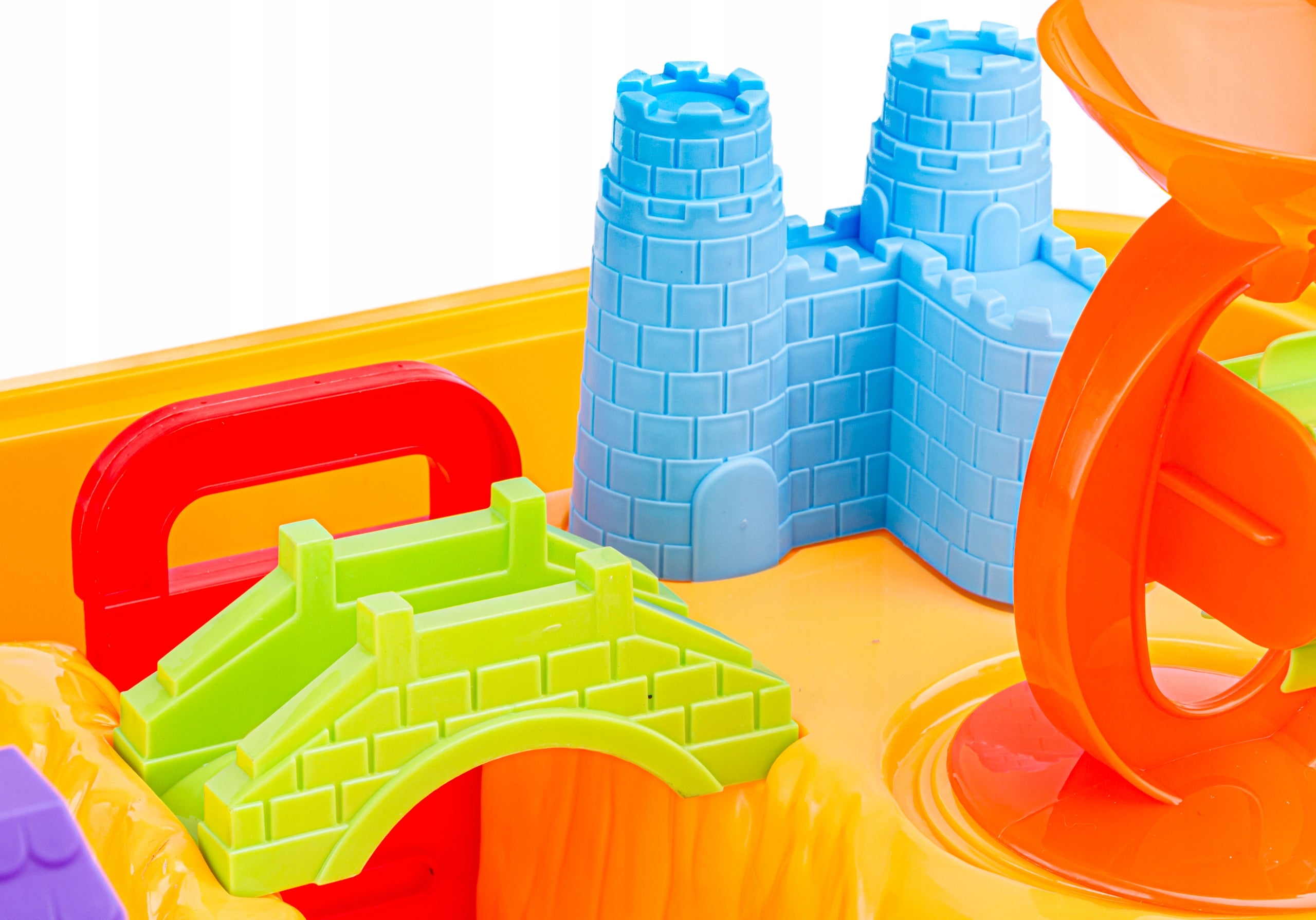 Sandbox Table Pool with Water Boats Molds Slide Grinder Accessories Kid's age 3+ years
