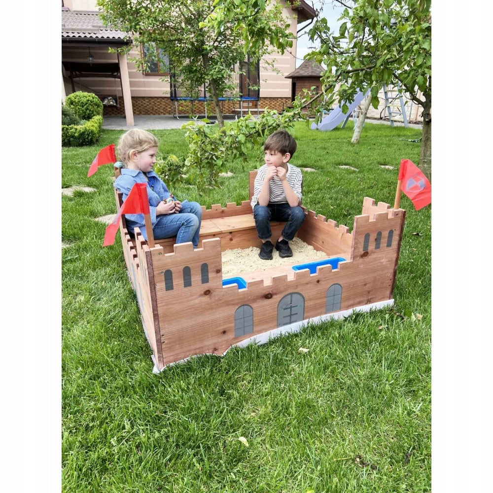 Sandbox Wooden Huge Castle Playtive 113x113x70cm storage Brand Playtive