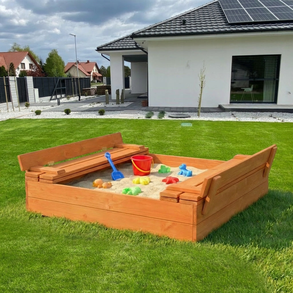 Sandbox Wooden Impregnated Lockable 100 cm Mounting Holes Packaging status original