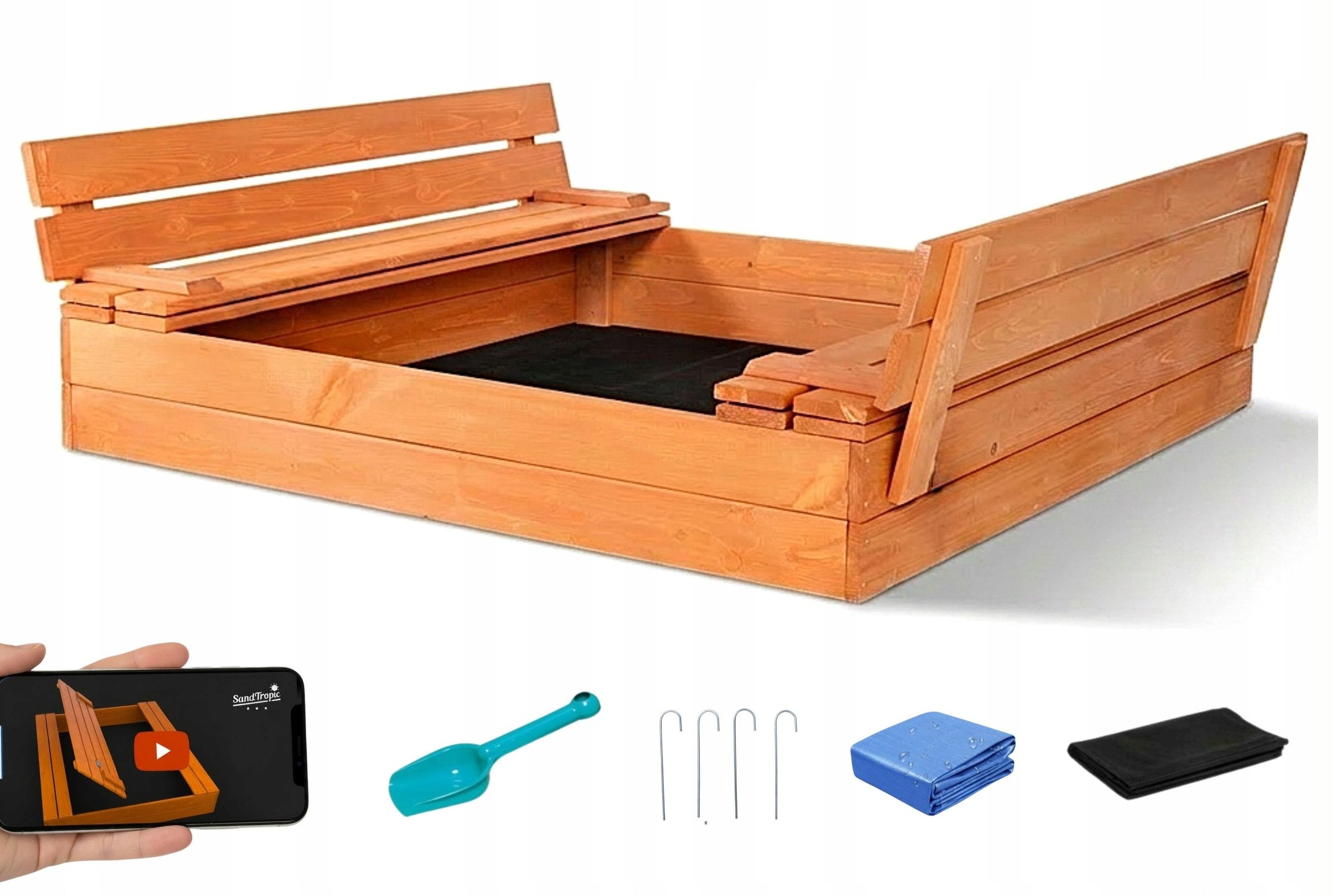 Sandbox Wooden Impregnated Lockable 120 cm Mounting Holes