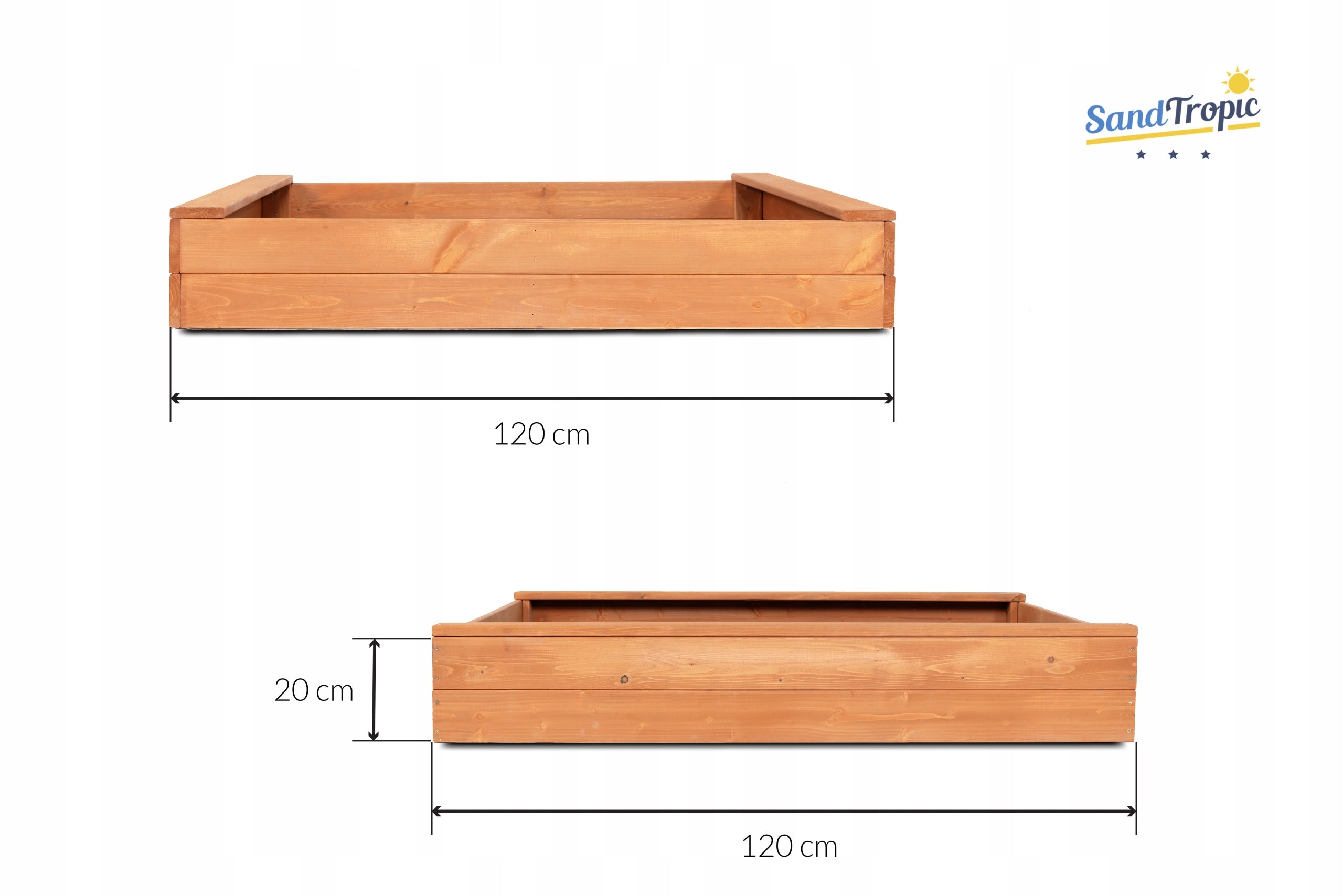 Sandbox Wooden Impregnated with Benches 120 cm Mounting Holes Kind wooden