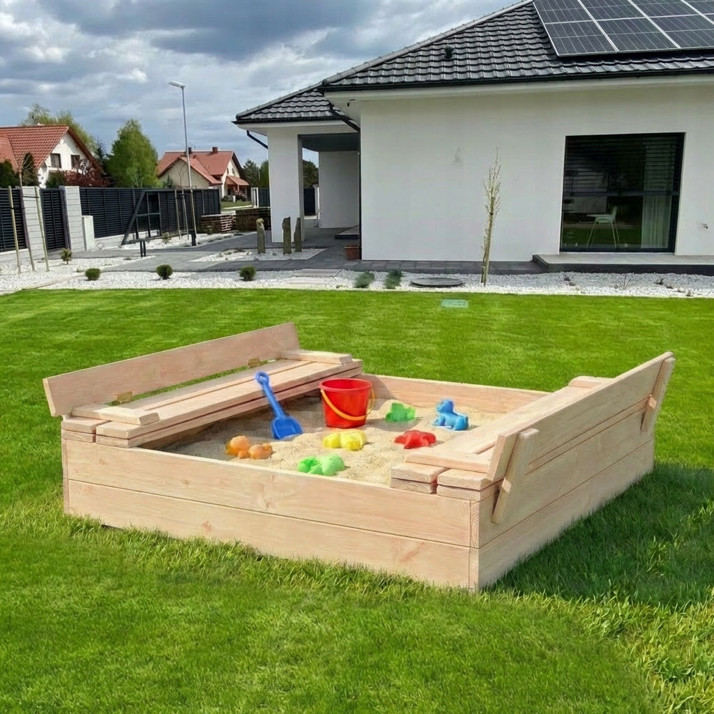 Sandbox Wooden Lockable 100 cm Mounting Holes Manual Video 3D Packaging status original
