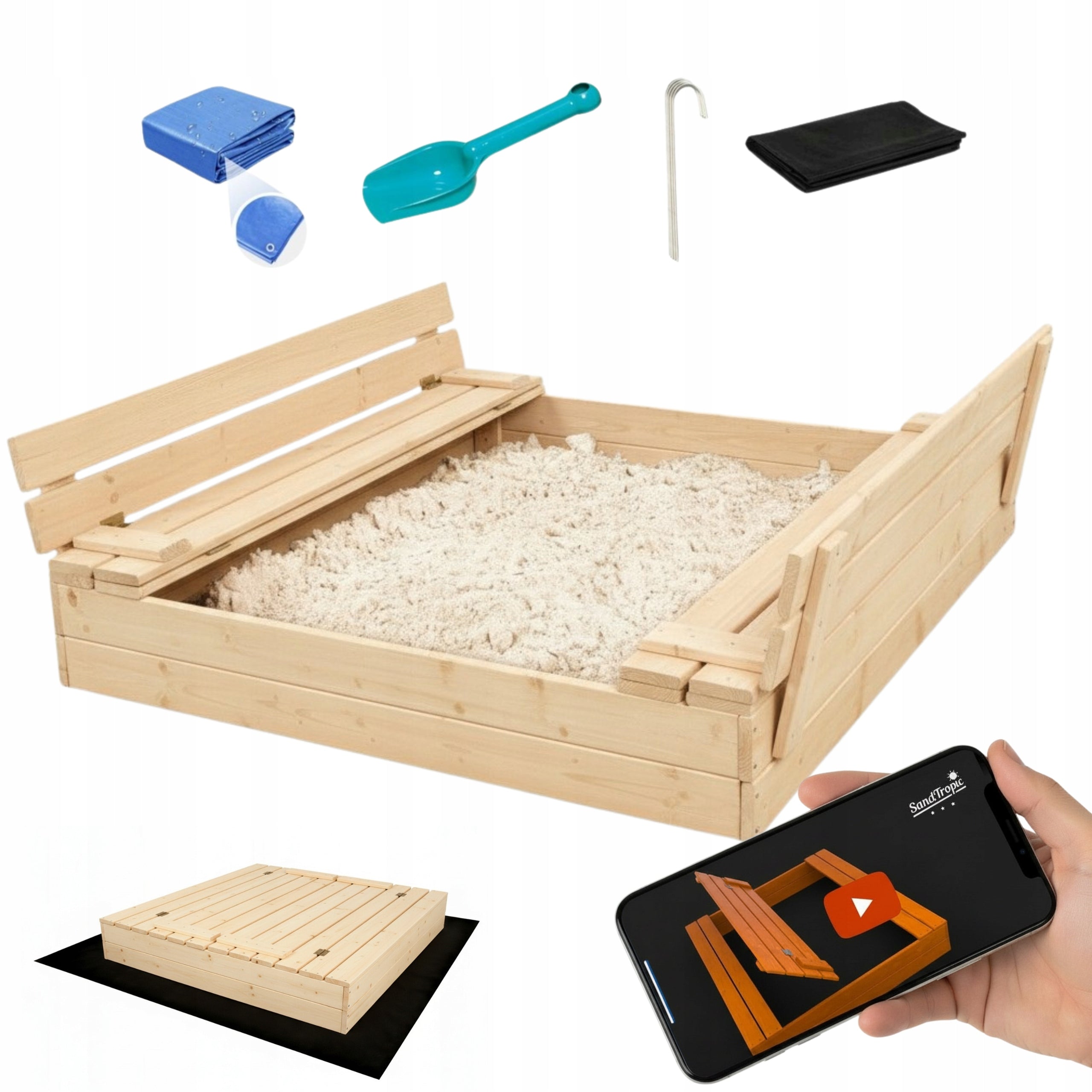 Sandbox Wooden Lockable Benches 120 Mounting Holes Video Manual