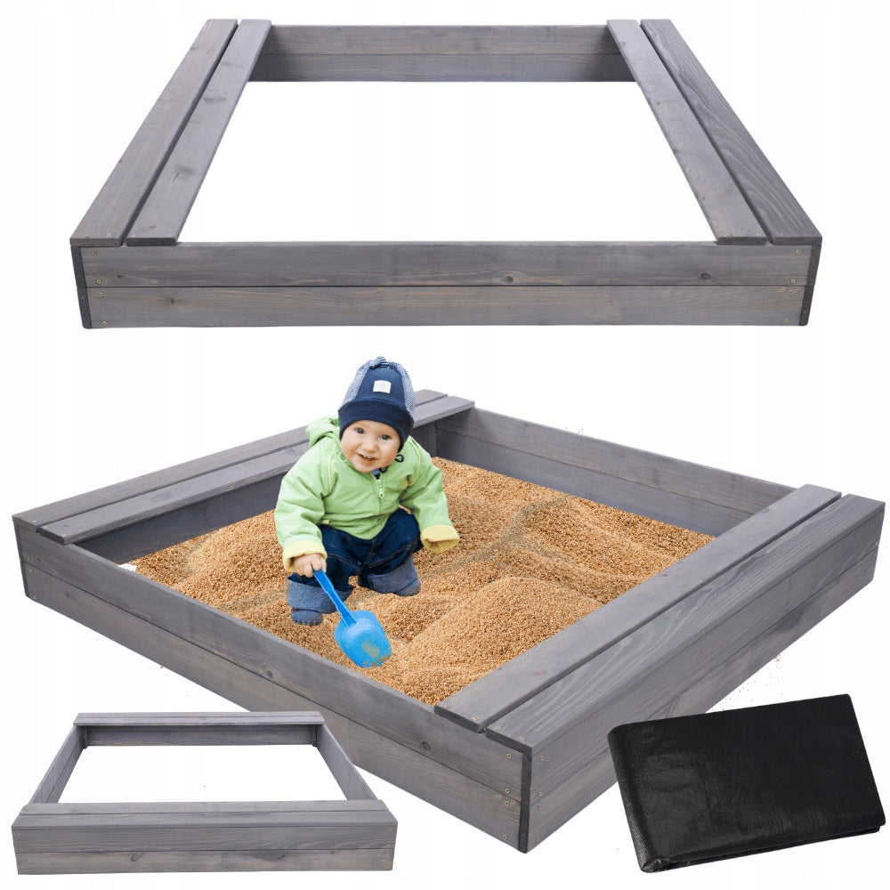 Sandbox impregnated 140x140 with benches AGROTEXTILE eco wood