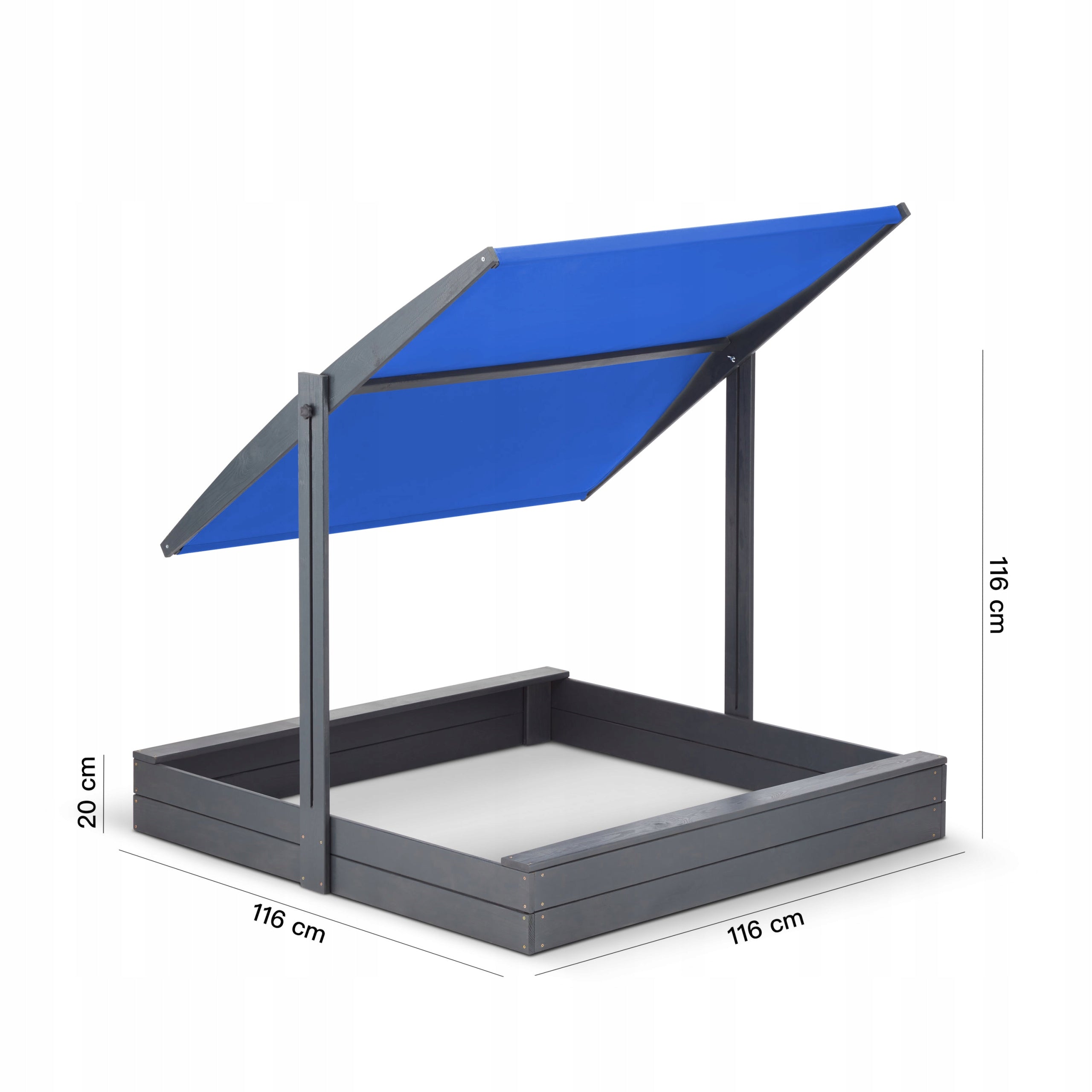 Sandbox with Canopy 120x120 Impregnated Super Quality Drilled Holes Kid's age 3+ years