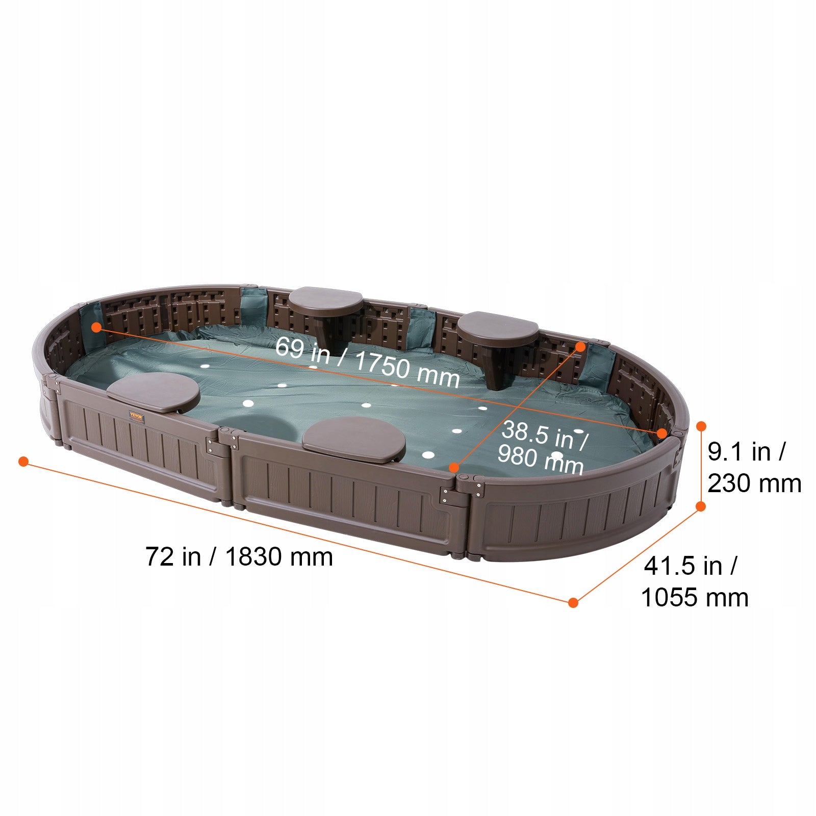 Sandbox with Cover Oval Sand Box HDPE Sand Pit Outdoor Backyard Ages 3-12 Manufacturer code SXSLTYXJCK00E
