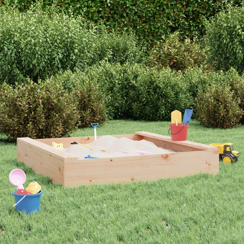 Sandbox with seats, square, solid wood Brand VidaXL