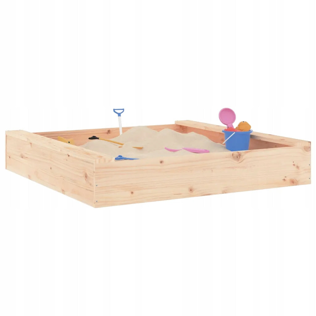 Sandbox with seats, square, solid wood Color beige