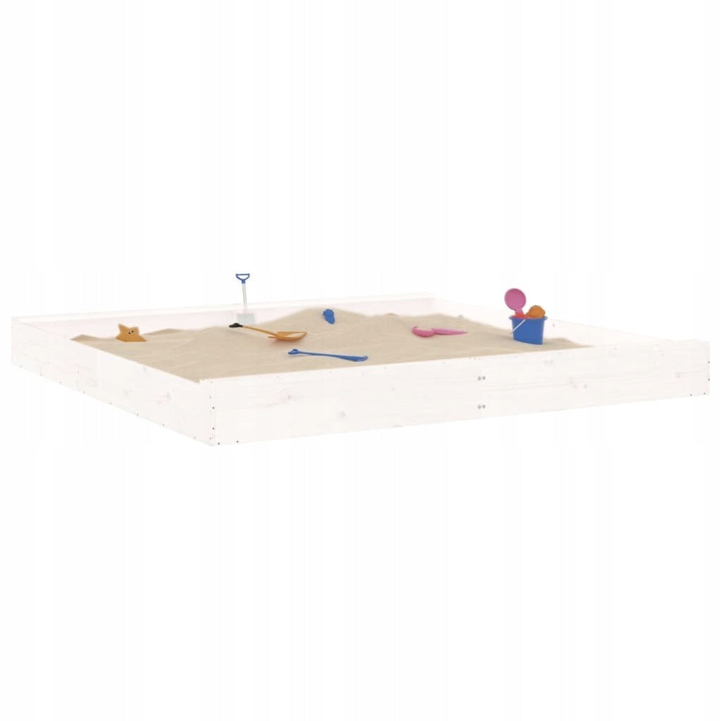Sandbox with seats, white, square, pine wood Lumarko! Brand VidaXL