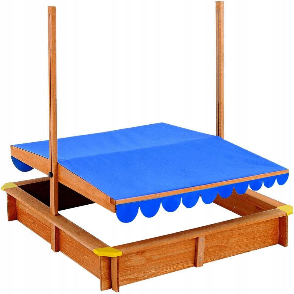 Sandbox with sun visor wooden solid for children Kind wooden