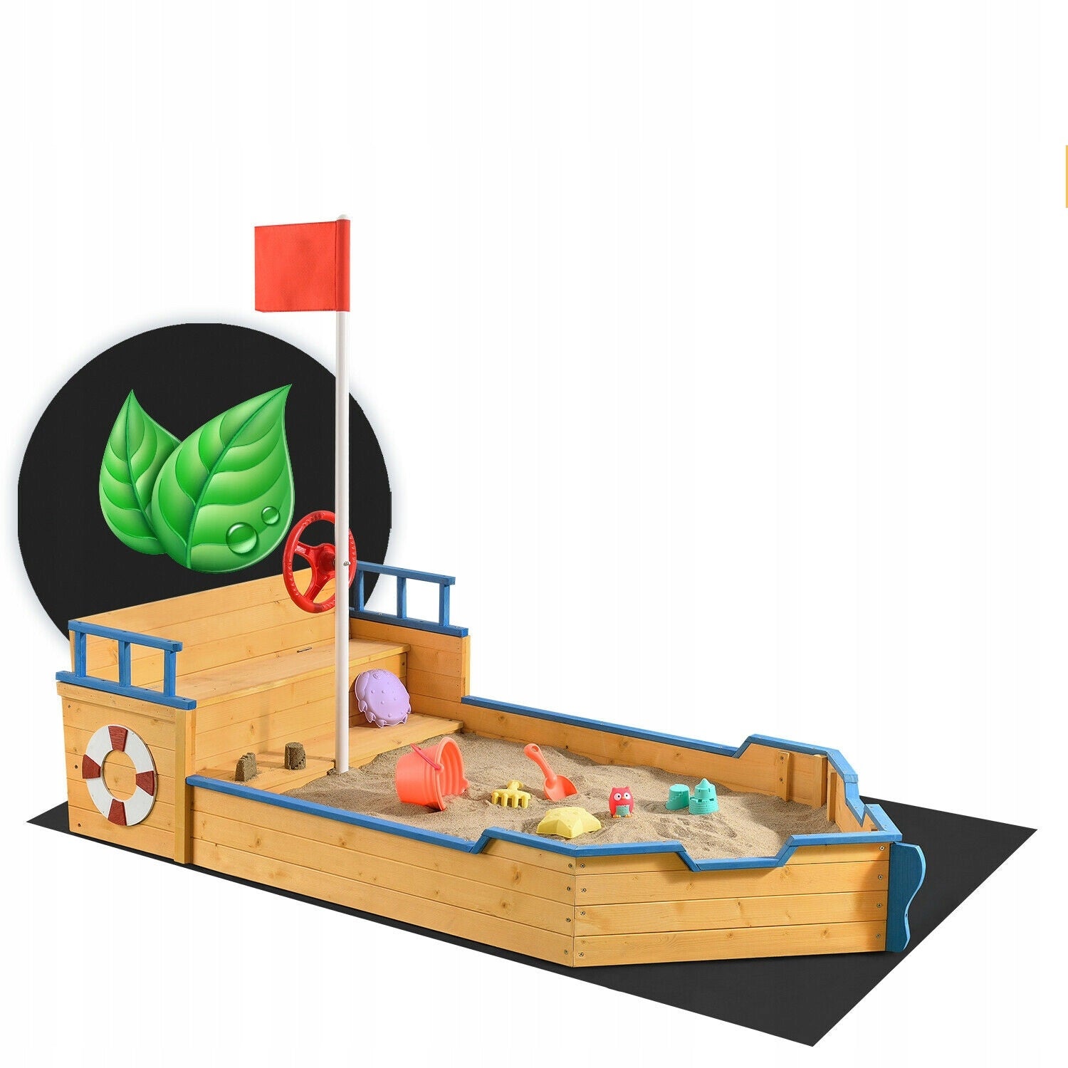 Sandbox wooden boat pirate ship child