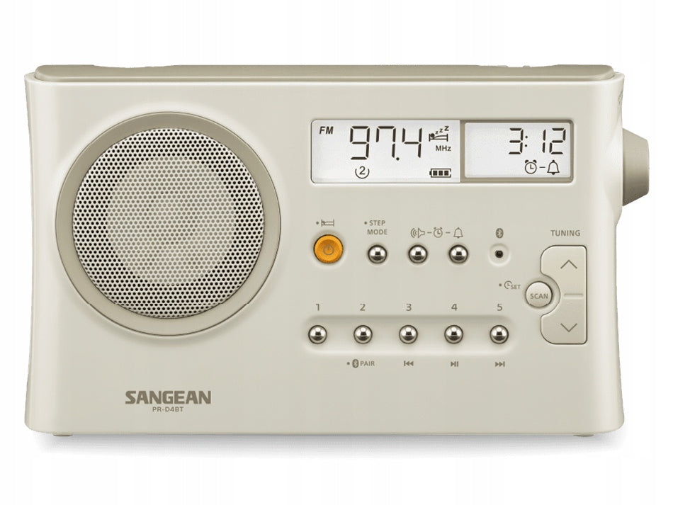 Sangean PR-D4BT Portable Digital Radio with Bluetooth (Pastel Cream) Brand Sangean