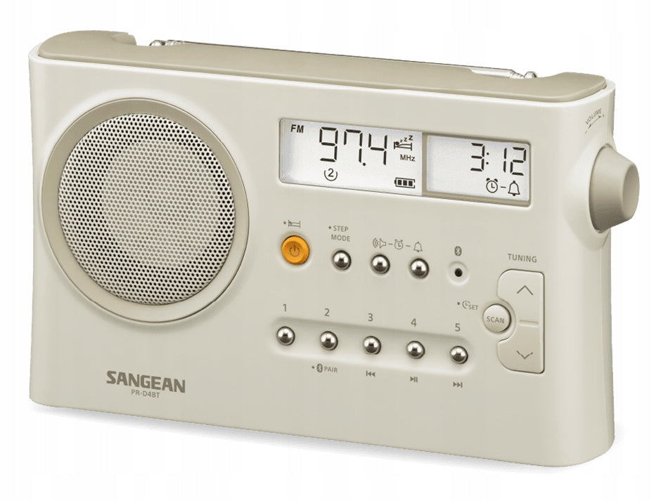 Sangean PR-D4BT Portable Digital Radio with Bluetooth (Pastel Cream)