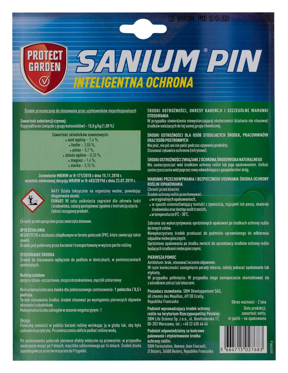 Sanium Pin sticks 2in1 fertilizer and pest Packaging status original