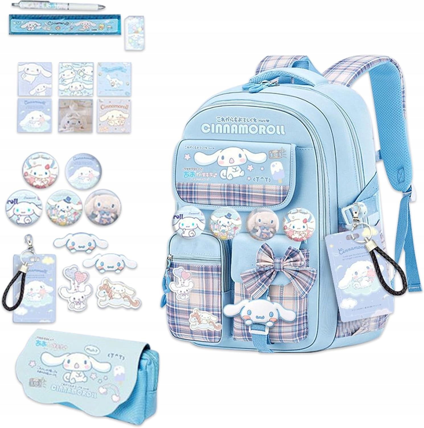 Sanrio Blue School Backpack - Large Single Compartment with Laptop Pocket